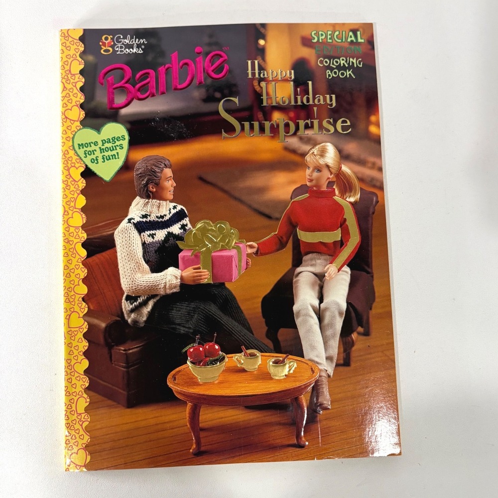 Vintage 1998 Barbie Happy Holiday Surprise Coloring Book Golden Books Special Ed